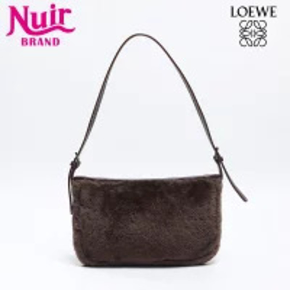 Loewe Sheep Fur Shoulder Bag Brown